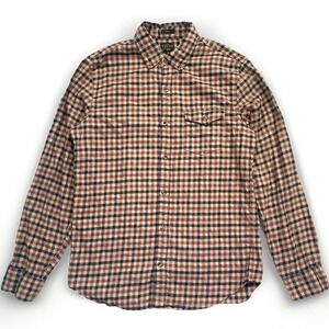 J. Crew Cashmere Blend Flannel Button Down Shirt Men Medium Brown Plaid Check